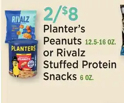 Heinen's Planter's Peanuts 12.5-16 OZ. or Rivalz Stuffed Protein Snacks 6 OZ offer