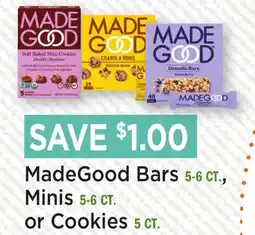 Heinen's MadeGood Bars 5-6 CT., Minis 5-6 CT. or Cookies 5 CT offer