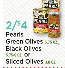 Heinen's Pearls Green Olives 5.75 OZ., Black Olives 5.75-6 OZ. or Sliced Olives 3.8 OZ offer
