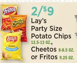 Heinen's Lay's Party Size Potato Chips 12.5-13 OZ., Cheetos 8-8.5 OZ. or Fritos 9.25 OZ offer
