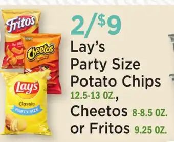 Heinen's Lay's Party Size Potato Chips 12.5-13 OZ., Cheetos 8-8.5 OZ. or Fritos 9.25 OZ offer
