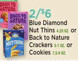 Heinen's Blue Diamond Nut Thins 4.25 OZ. or Back to Nature Crackers 5-7 OZ. or Cookies 7.5-9 OZ offer