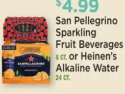 Heinen's San Pellegrino Sparkling Fruit Beverages 6 CT. or Heinen's Alkaline Water 24 CT offer