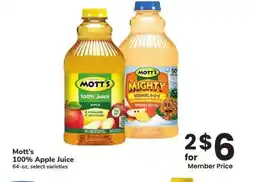 Albertsons Mott's 100% Apple Juice - 64 - oz, select varieties offer