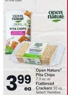 Albertsons Open Nature Pita Chips 7.3 oz. or Flatbread Crackers 10 oz. - Select Varieties offer