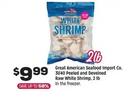 Grocery Outlet Great American Seafood Import Co. 31/40 Peeled and Deveined Raw White Shrimp offer