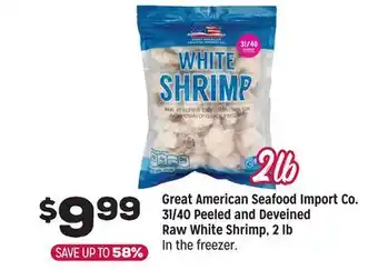 Grocery Outlet Great American Seafood Import Co. 31/40 Peeled and Deveined Raw White Shrimp offer