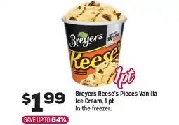 Grocery Outlet Breyers Reese's Pieces Vanilla Ice Cream, 1 pt offer