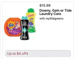 Walgreens Downy, Gain or Tide Laundry Care offer