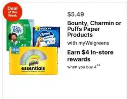 Walgreens Bounty, Charmin or Puffs Paper Products offer