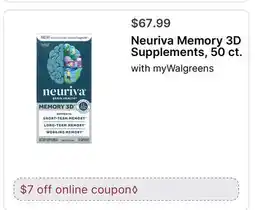 Walgreens Neuriva Memory 3D Supplements, 50 ct offer