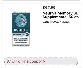 Walgreens Neuriva Memory 3D Supplements, 50 ct offer