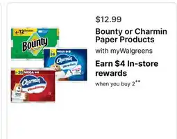 Walgreens Bounty or Charmin Paper Products offer