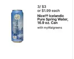 Walgreens Nice! Icelandic Pure Spring Water, 16.9 oz. Can offer