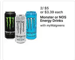 Walgreens Monster or NOS Energy Drinks offer