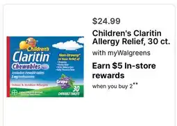 Walgreens Children's Claritin Allergy Relief, 30 ct offer