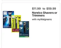 Walgreens Norelco Shavers or Trimmers offer
