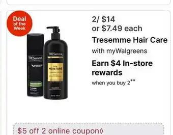 Walgreens Tresemme Hair Care offer
