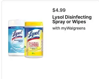 Walgreens Lysol Disinfecting Spray or Wipes offer