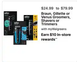 Walgreens Braun, Gillette or Venus Groomers, Shavers or Trimmers offer