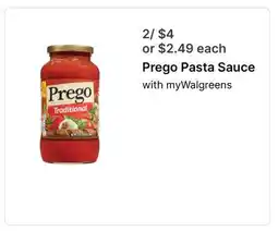 Walgreens Prego Pasta Sauce offer