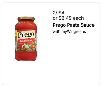 Walgreens Prego Pasta Sauce offer