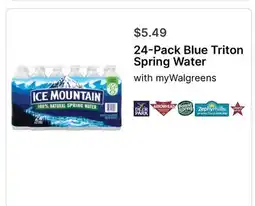 Walgreens 24-Pack Blue Triton Spring Water offer