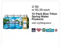 Walgreens 12-Pack Blue Triton Spring Water Product offer