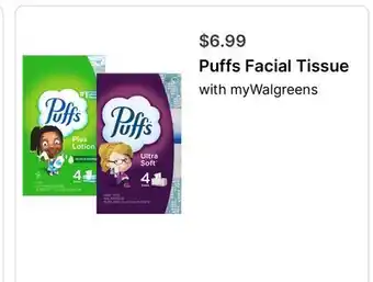 Walgreens Puffs Facial Tissue offer