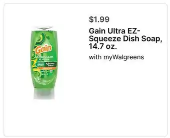 Walgreens Gain Ultra EZ- Squeeze Dish Soap, 14.7 oz offer