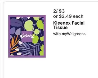 Walgreens Kleenex Facial Tissue offer