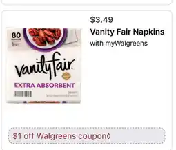 Walgreens Vanity Fair Napkins offer