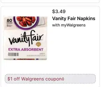 Walgreens Vanity Fair Napkins offer