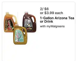 Walgreens 1-Gallon Arizona Tea or Drink offer