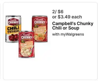 Walgreens Campbell's Chunky Chili or Soup offer