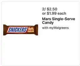 Walgreens Mars Single-Serve Candy with offer