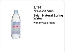 Walgreens Evian Natural Spring Water offer