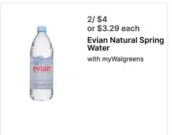 Walgreens Evian Natural Spring Water offer