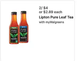 Walgreens Lipton Pure Leaf Tea offer
