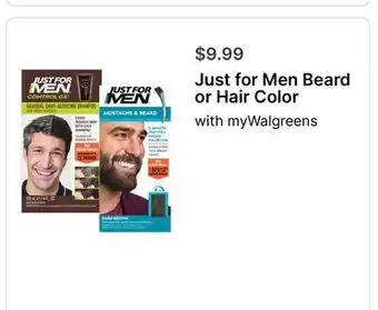 Walgreens Just for Men Beard or Hair Color offer