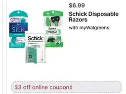Walgreens Schick Disposable Razors offer
