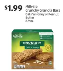 Aldi Millville Crunchy Granola Bars Oats Honey or Peanut Butter offer