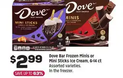 Grocery Outlet Dove Bar Frozen Minis or Mini Sticks Ice Cream, 6-14 ct offer