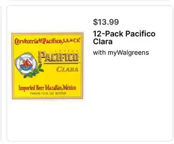 Walgreens 12-Pack Pacifico Clara offer