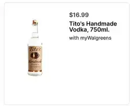 Walgreens Tito's Handmade Vodka, 750ml offer