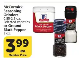 Vons McCormick Seasoning Grinders 0.85-2.5 oz. or Ground Black Pepper 3 oz offer