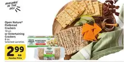 Albertsons Open Nature Flatbread Crackers 10 oz. or Entertaining Crackers 8 oz offer
