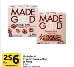 Albertsons MadeGood Organic Granola Bars or Minis offer