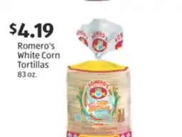Aldi Romero's White Corn Tortillas offer