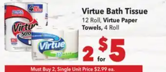 Vallarta Supermarkets Virtue Bath Tissue offer